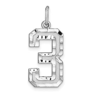Sterling Silver, Varsity Collection, Large D/C Pendant, Number 3